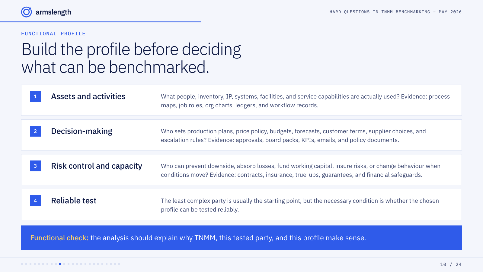 Build the profile before deciding what can be benchmarked.