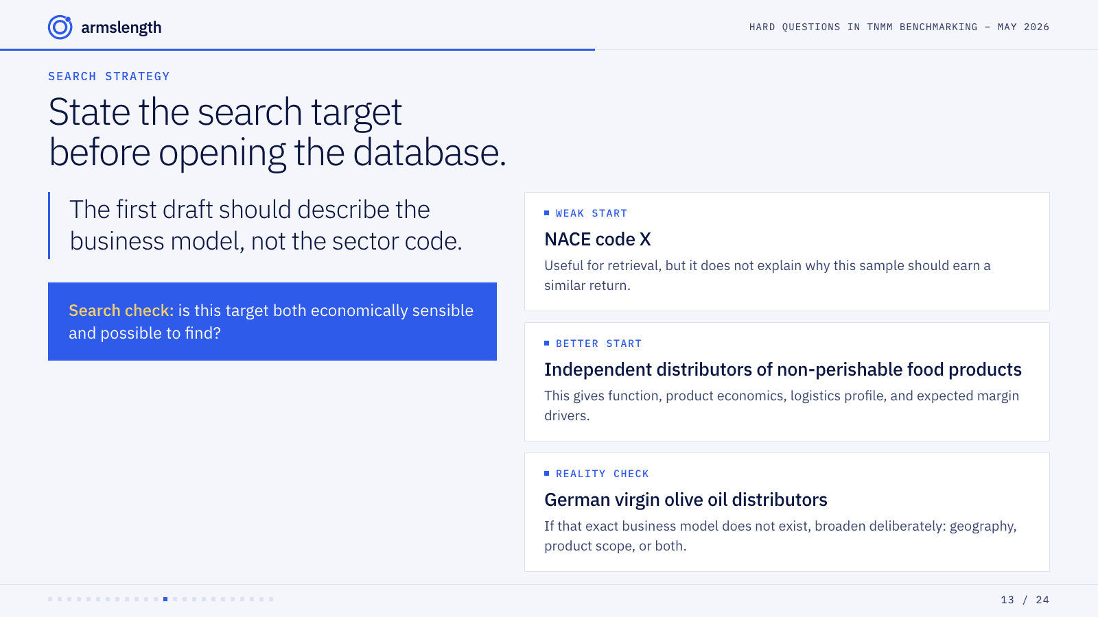 State the search target before opening the database.